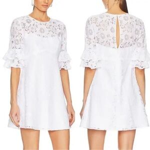 Amanda Uprichard Aveline Mini Dress in White Lace NWOT Sz 4 Sz Small